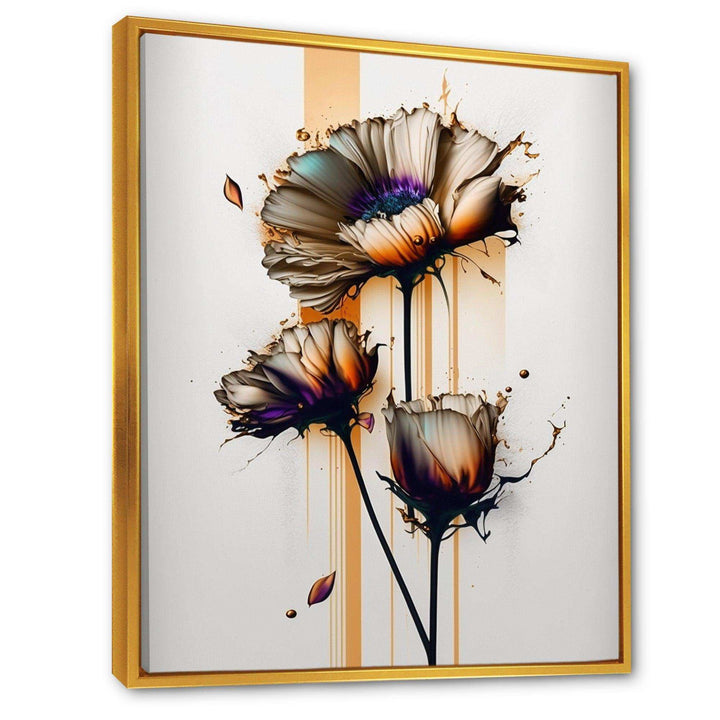Orange Daisy Flower On Abstract Fusion I - Traditional Canvas Wall Art