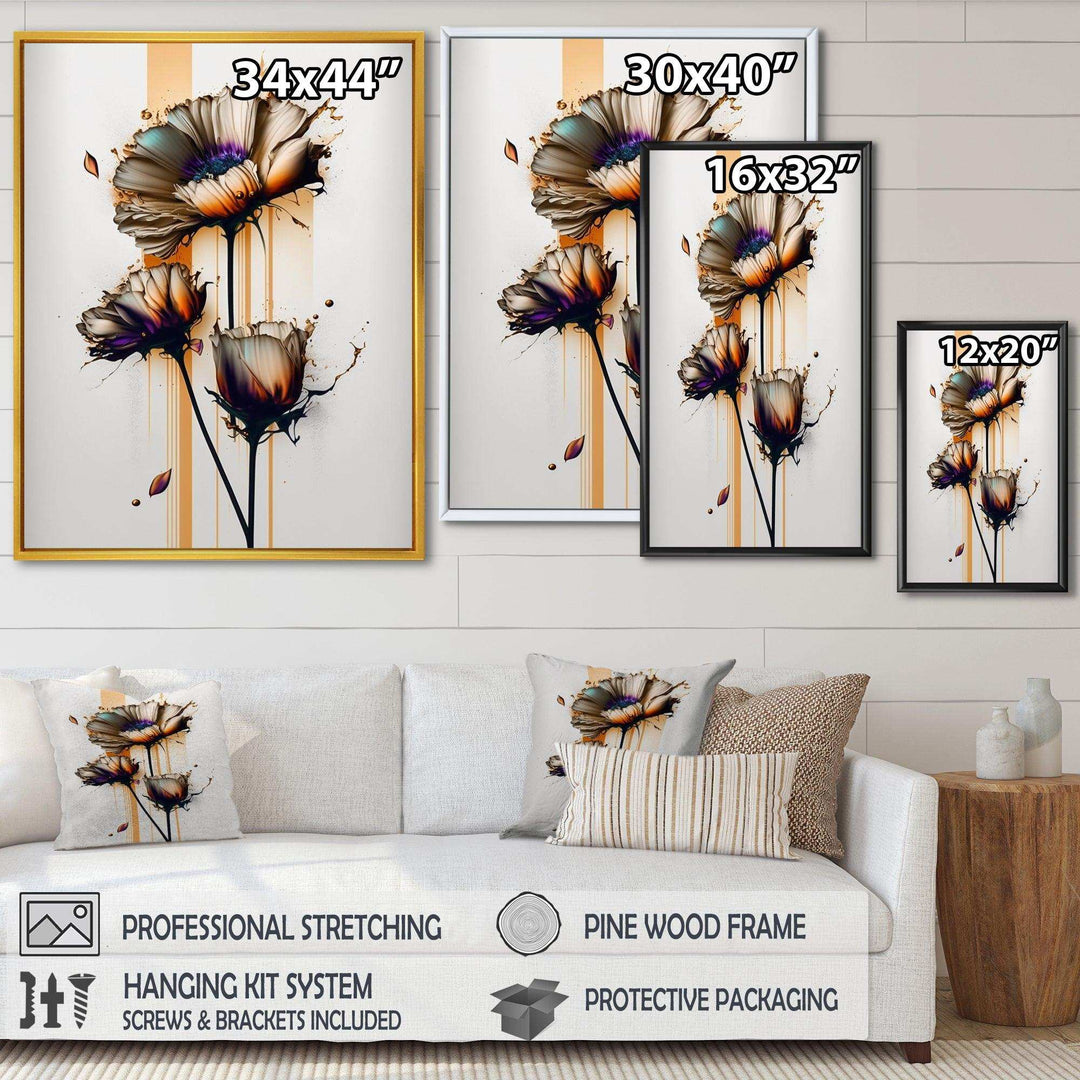 Orange Daisy Flower On Abstract Fusion I - Traditional Canvas Wall Art