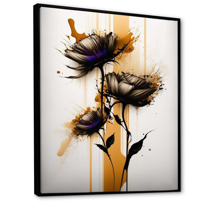 Orange Daisy Flower On Abstract Fusion II - Traditional Living Room Wall Decor