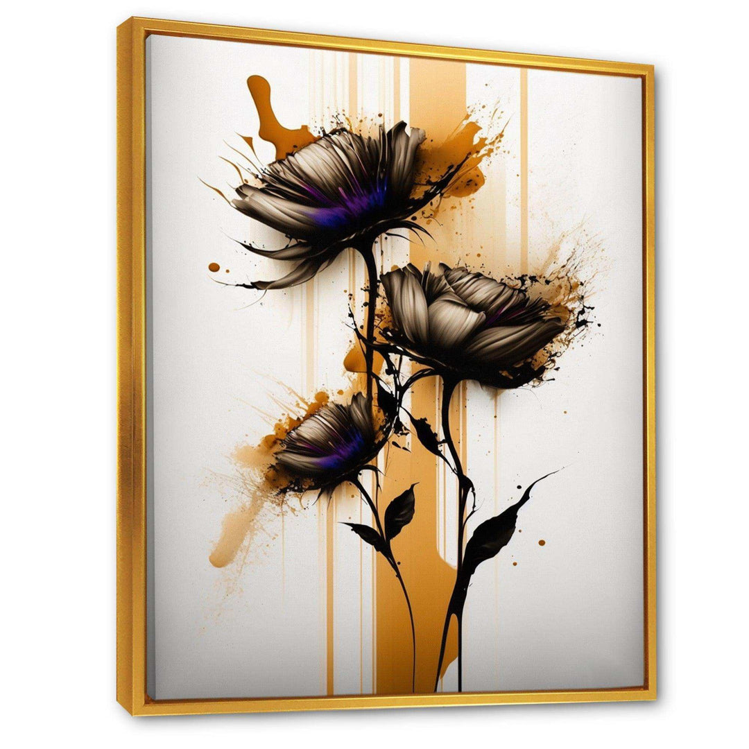 Orange Daisy Flower On Abstract Fusion II - Traditional Living Room Wall Decor