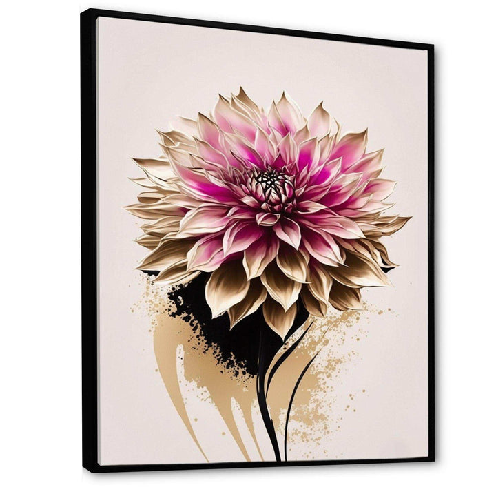 Pink Dahli Flower On Abstract Fusion  - Traditional Bedroom Wall Art