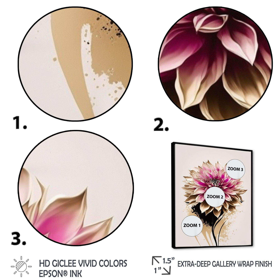 Pink Dahli Flower On Abstract Fusion  - Traditional Bedroom Wall Art