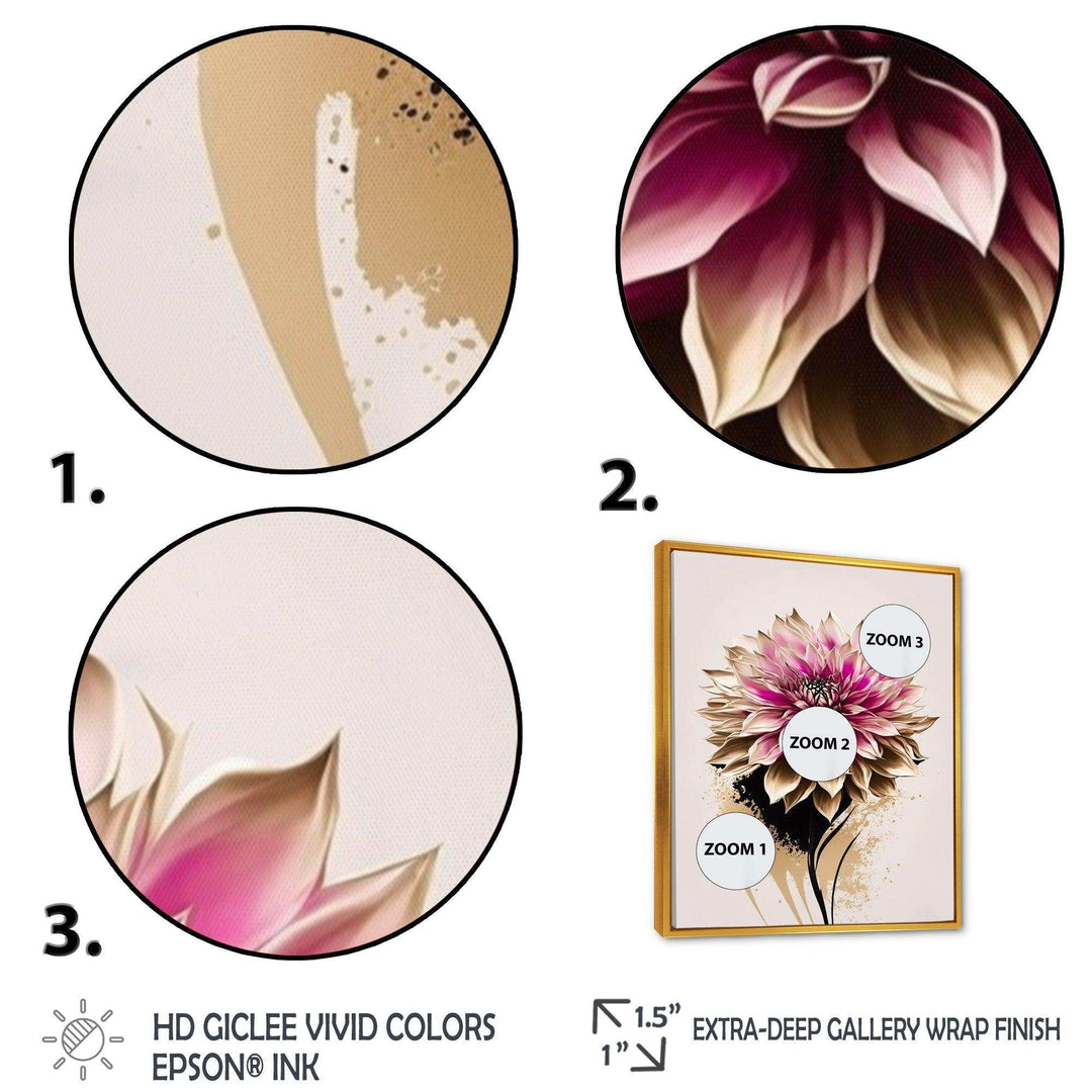 Pink Dahli Flower On Abstract Fusion  - Traditional Bedroom Wall Art