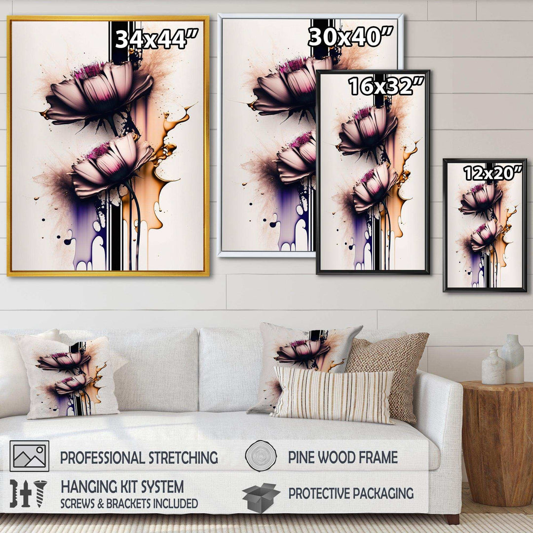 Pink Daisy Flower On Abstract Fusion I - Traditional Wall Art Prints