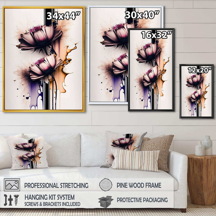 Pink Daisy Flower On Abstract Fusion I - Traditional Wall Art Prints
