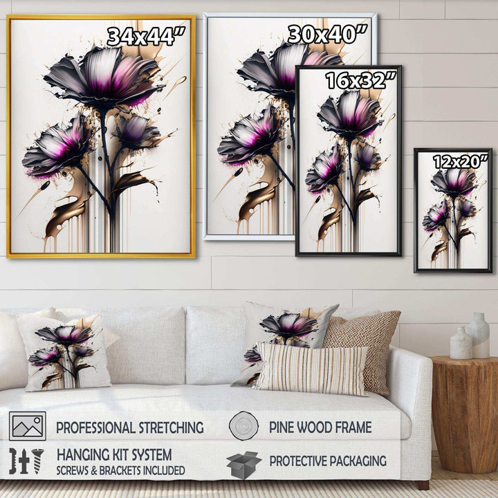Pink Daisy Flower On Abstract Fusion III - Traditional Canvas Wall Art