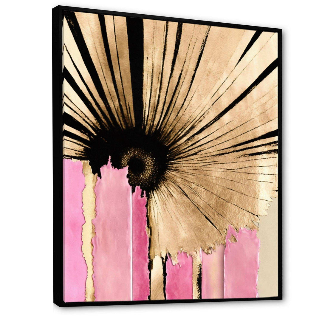 Pink Gerbera Flower On Abstract Fusion I - Traditional Living Room Wall Decor