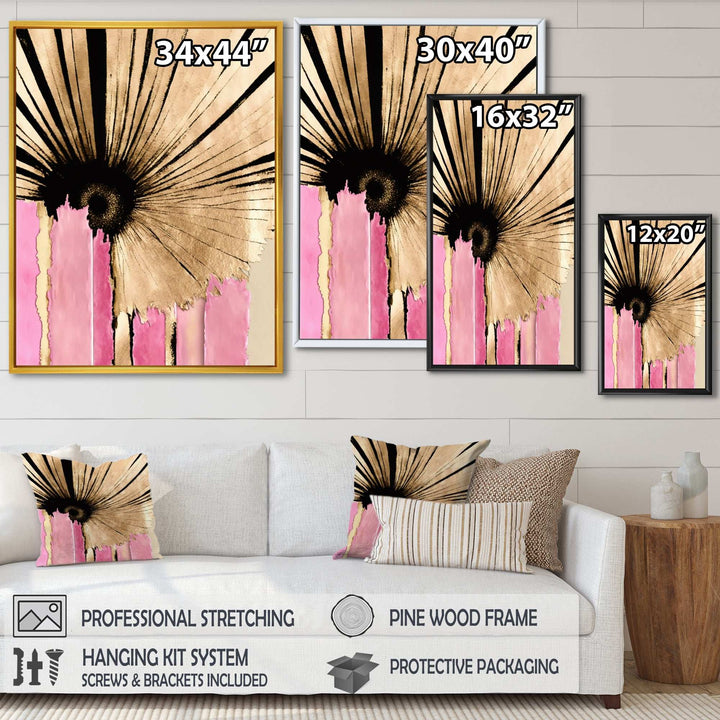 Pink Gerbera Flower On Abstract Fusion I - Traditional Living Room Wall Decor