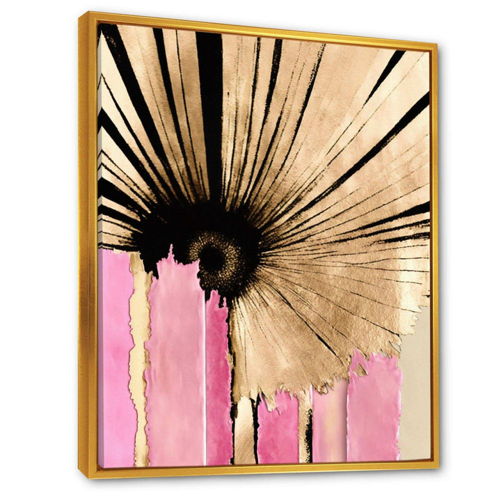 Pink Gerbera Flower On Abstract Fusion I - Traditional Living Room Wall Decor