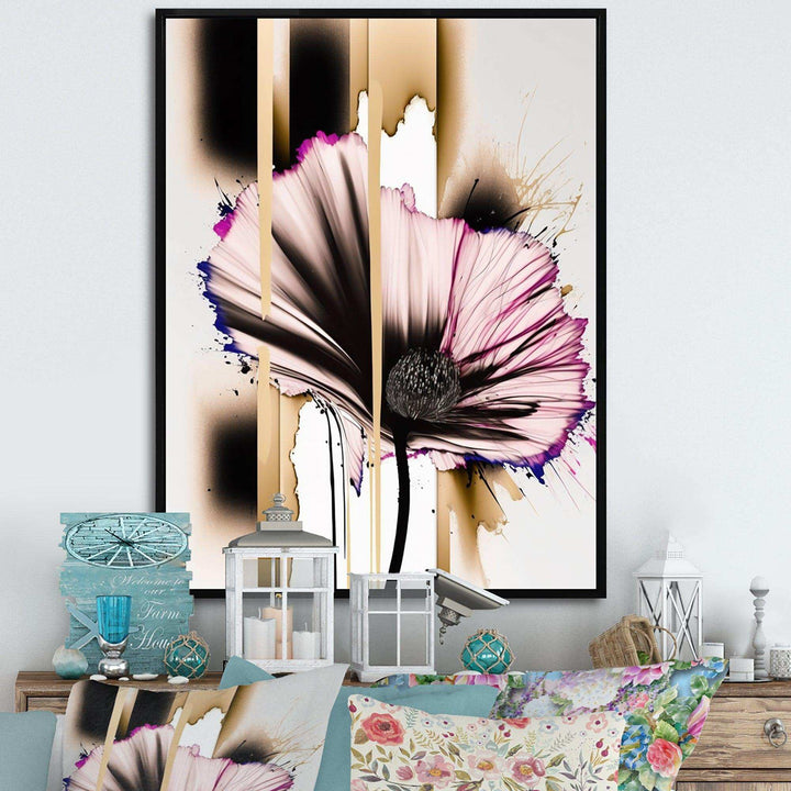 Pink Gerbera Flower On Abstract Fusion II - Traditional Bedroom Wall Art