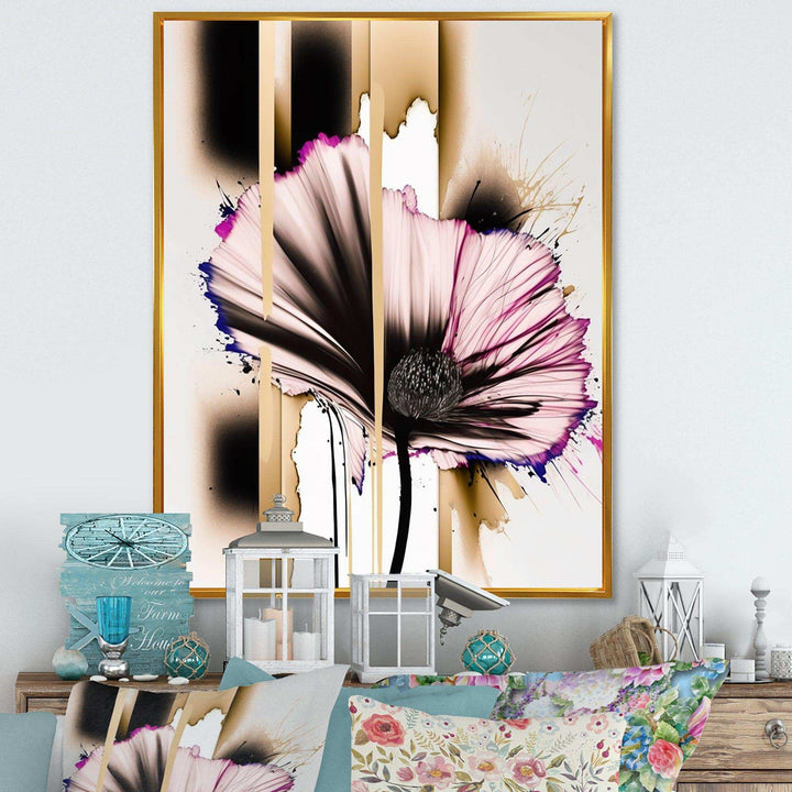 Pink Gerbera Flower On Abstract Fusion II - Traditional Bedroom Wall Art