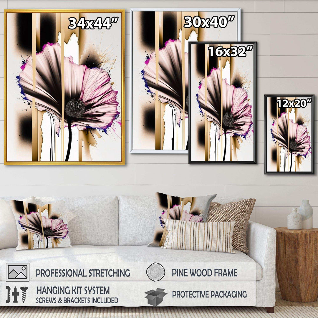 Pink Gerbera Flower On Abstract Fusion II - Traditional Bedroom Wall Art