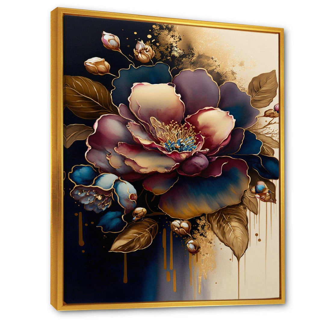 Red And Gold Camellia Floral Design I