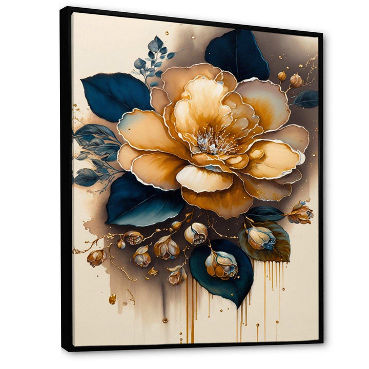 Yellow And Dark Blue Camellia Flower I