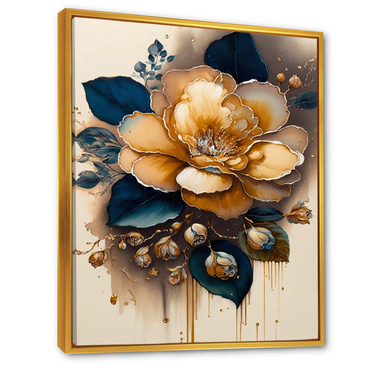 Yellow And Dark Blue Camellia Flower I