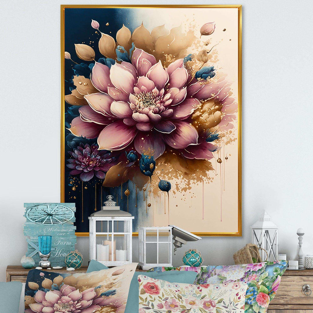 Deep Pink Dahlia Floral Design III