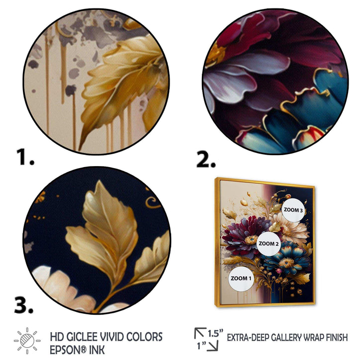 Burgundy And Blue Daisy Bunch III