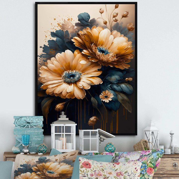 Light Orange And Dark Blue Daisy I