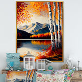 Red And Orange Birch Trees By The Lake V