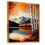 Red And Orange Birch Trees By The Lake V