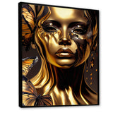 Woman With Black And Gold Butterflies I