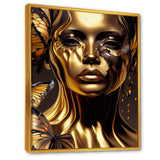 Woman With Black And Gold Butterflies I