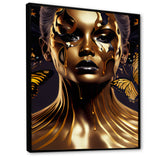 Woman With Black And Gold Butterflies II