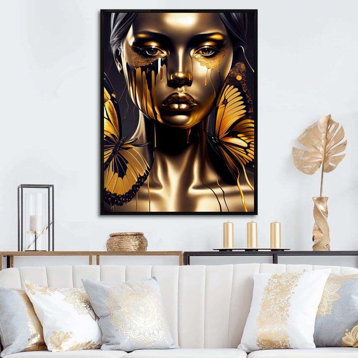 Attractive Woman With Gold Butterflies I