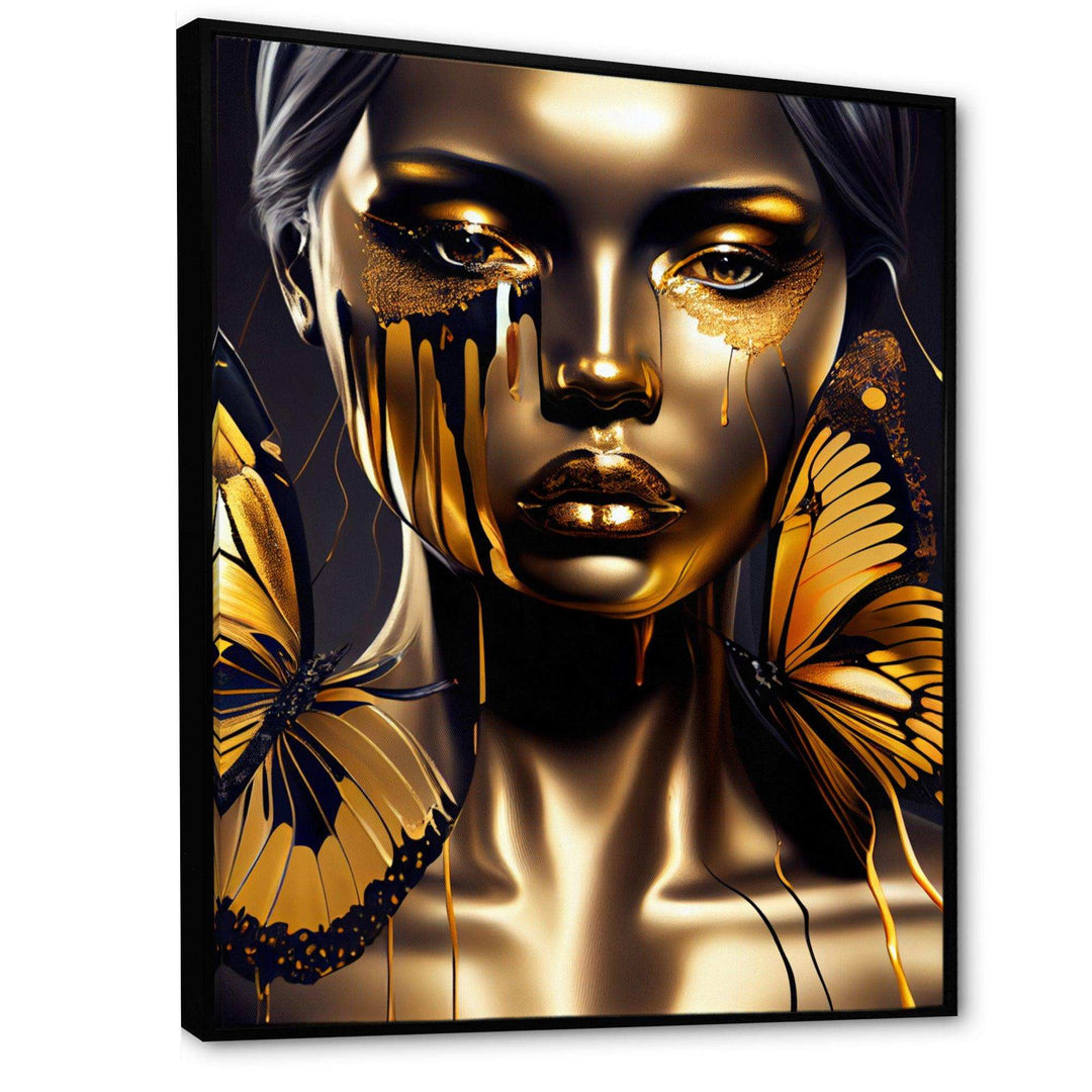 Attractive Woman With Gold Butterflies I
