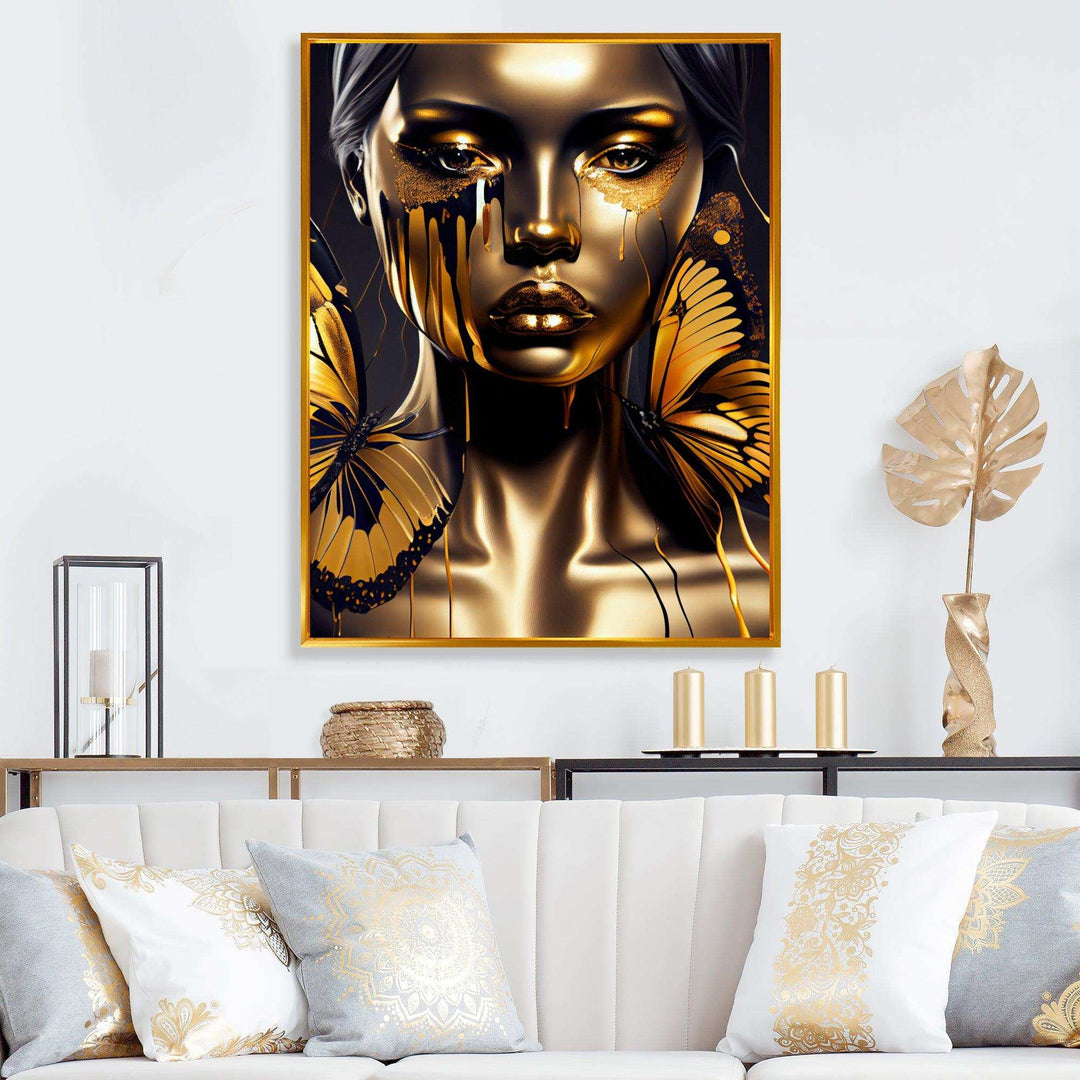 Attractive Woman With Gold Butterflies I