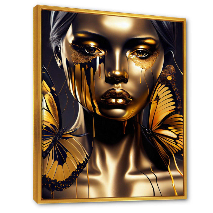 Attractive Woman With Gold Butterflies I
