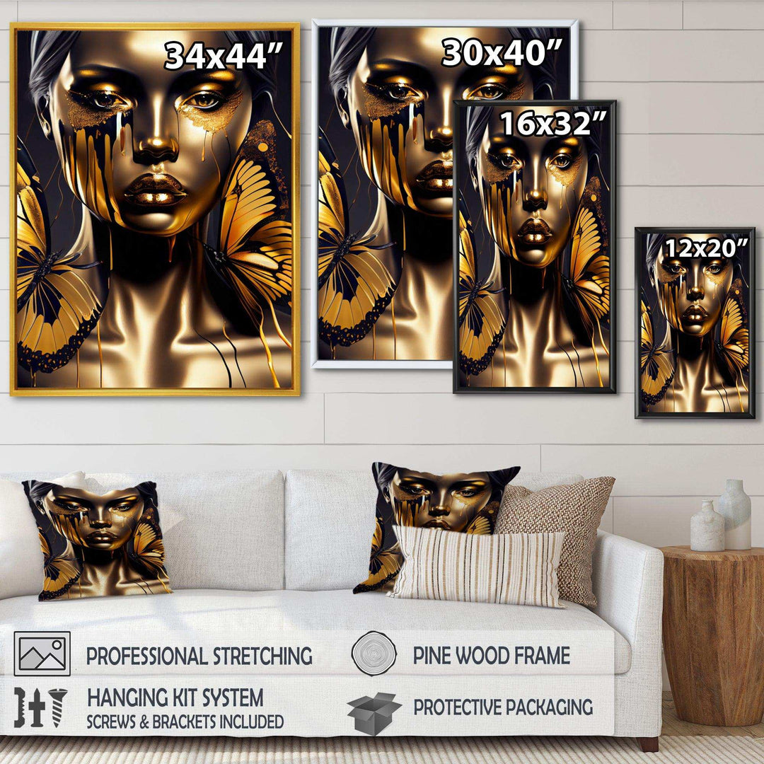 Attractive Woman With Gold Butterflies I