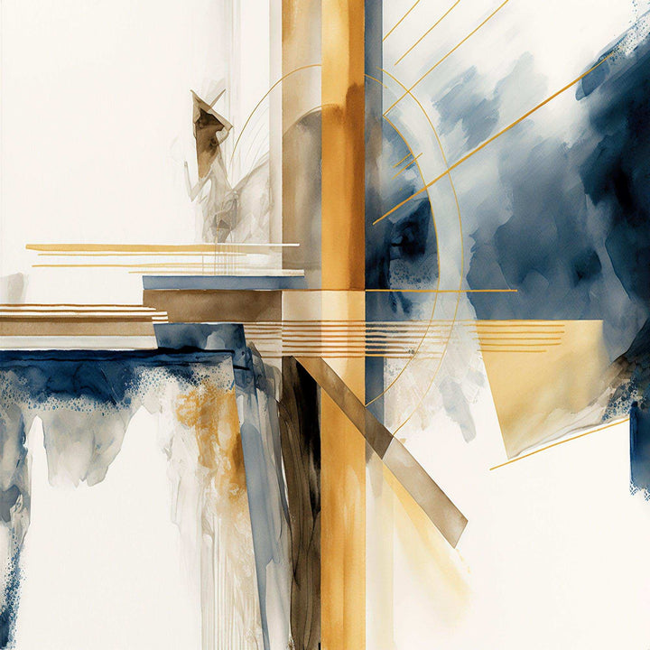Modern Blue And Gold Abstract IV - Modern Bedroom Wall Art
