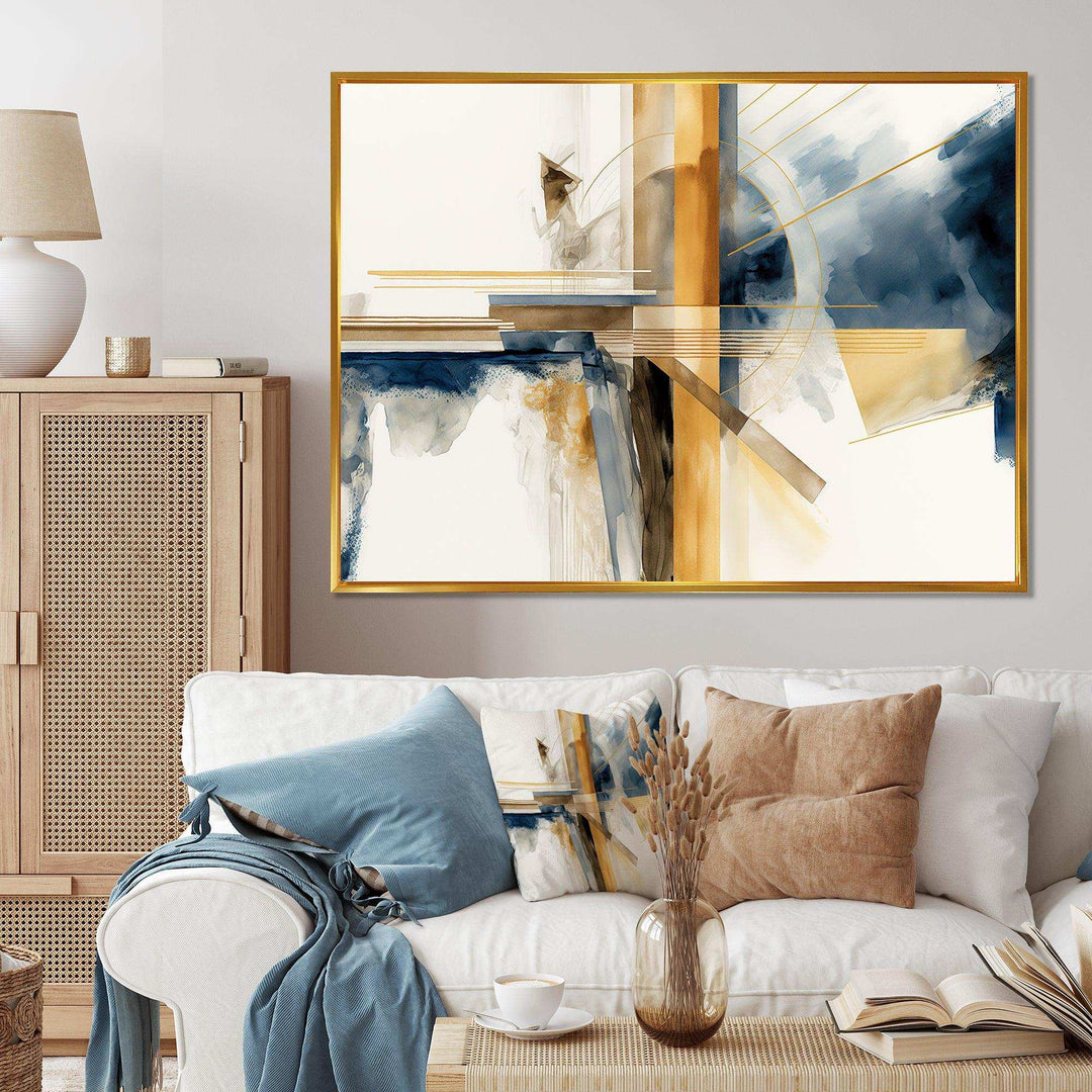 Modern Blue And Gold Abstract IV - Modern Bedroom Wall Art