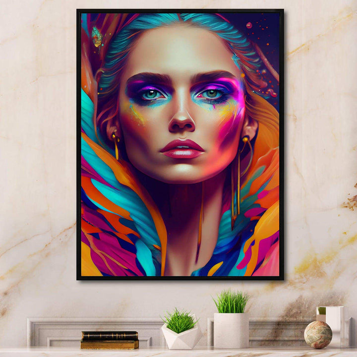 Dynamic Feather Woman Portrait II