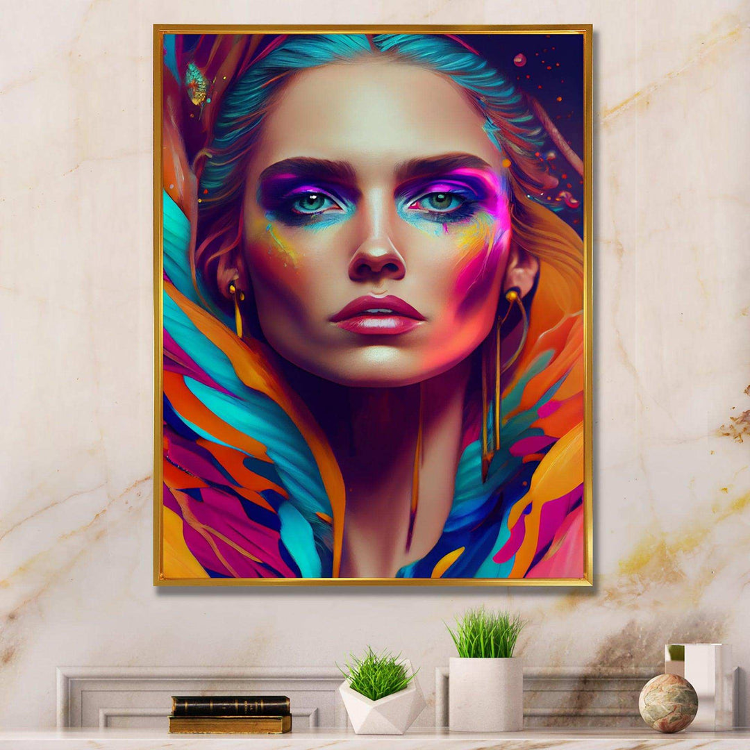 Dynamic Feather Woman Portrait II