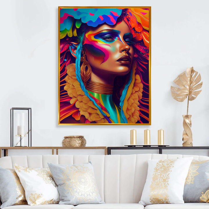 Dynamic Feather Woman Portrait III
