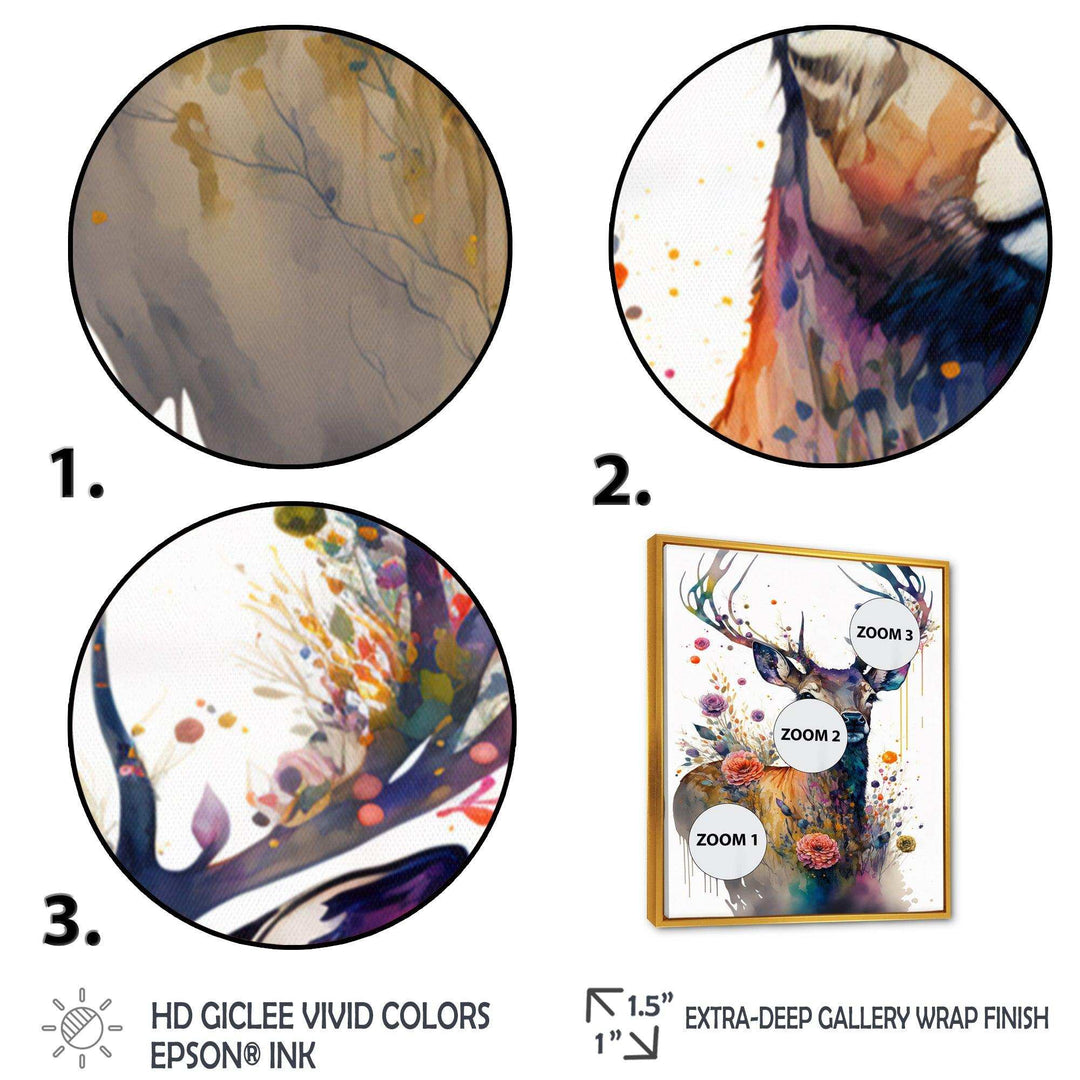 Cute Deer Floral Art I