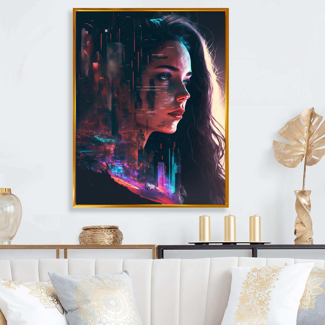 Double Exposure Woman Portrait Sci-Fi I