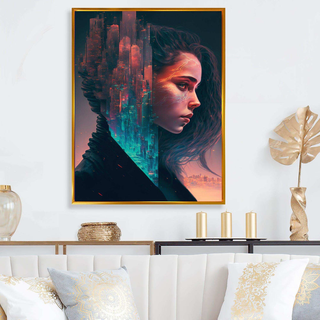 Double Exposure Woman Portrait Sci-Fi III