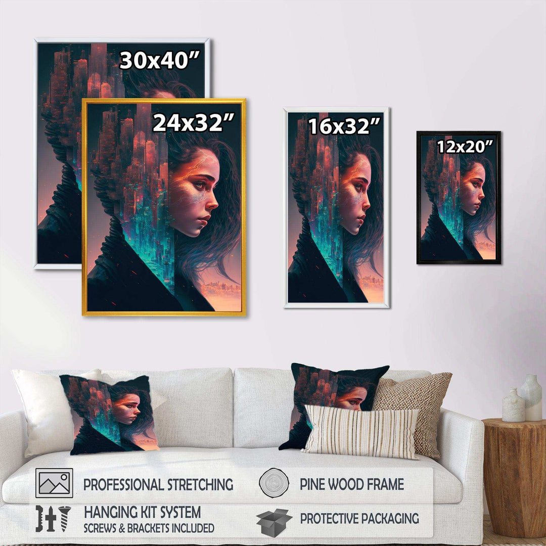 Double Exposure Woman Portrait Sci-Fi III