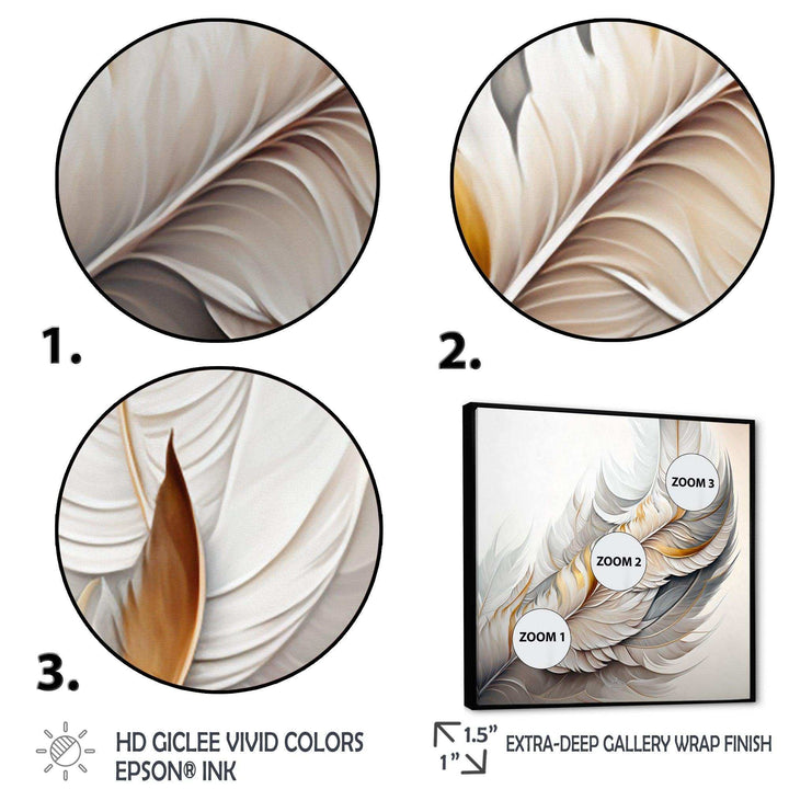 White Watercolor Feather  - Modern Wall Art Prints