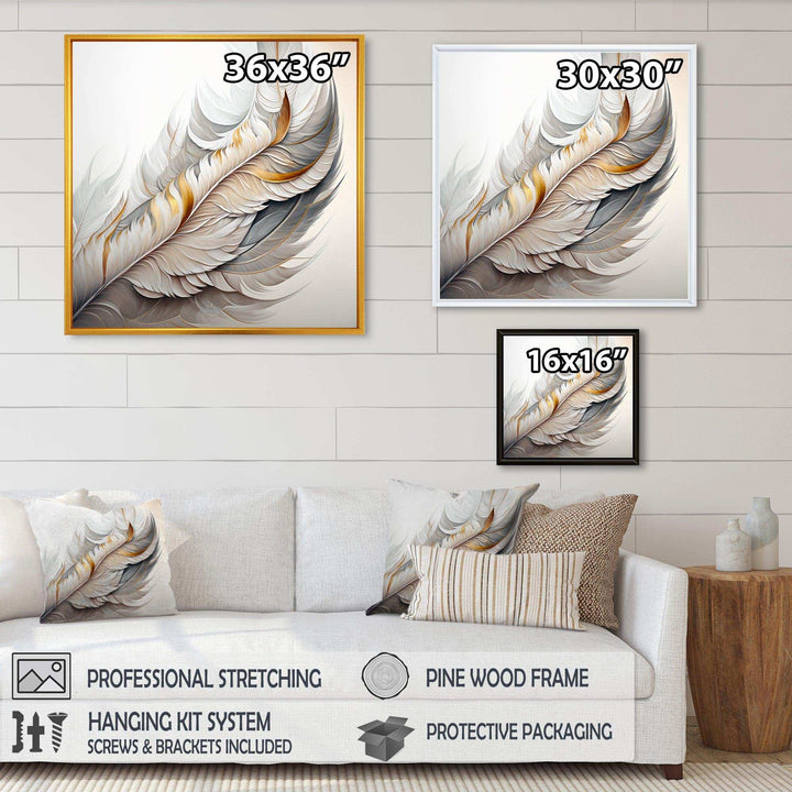White Watercolor Feather  - Modern Wall Art Prints