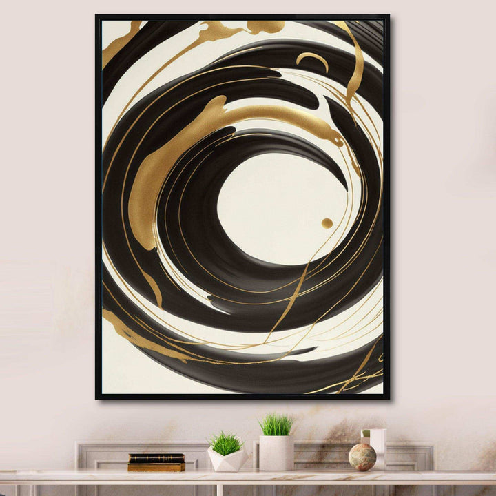 Black, Silver And Gold Blending Swirls V - Modern Canvas Wall Art