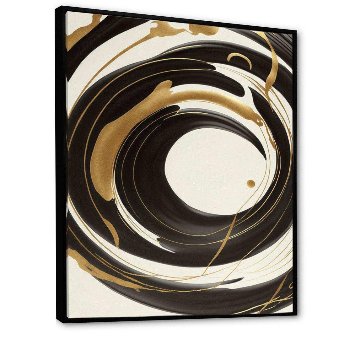 Black, Silver And Gold Blending Swirls V - Modern Canvas Wall Art