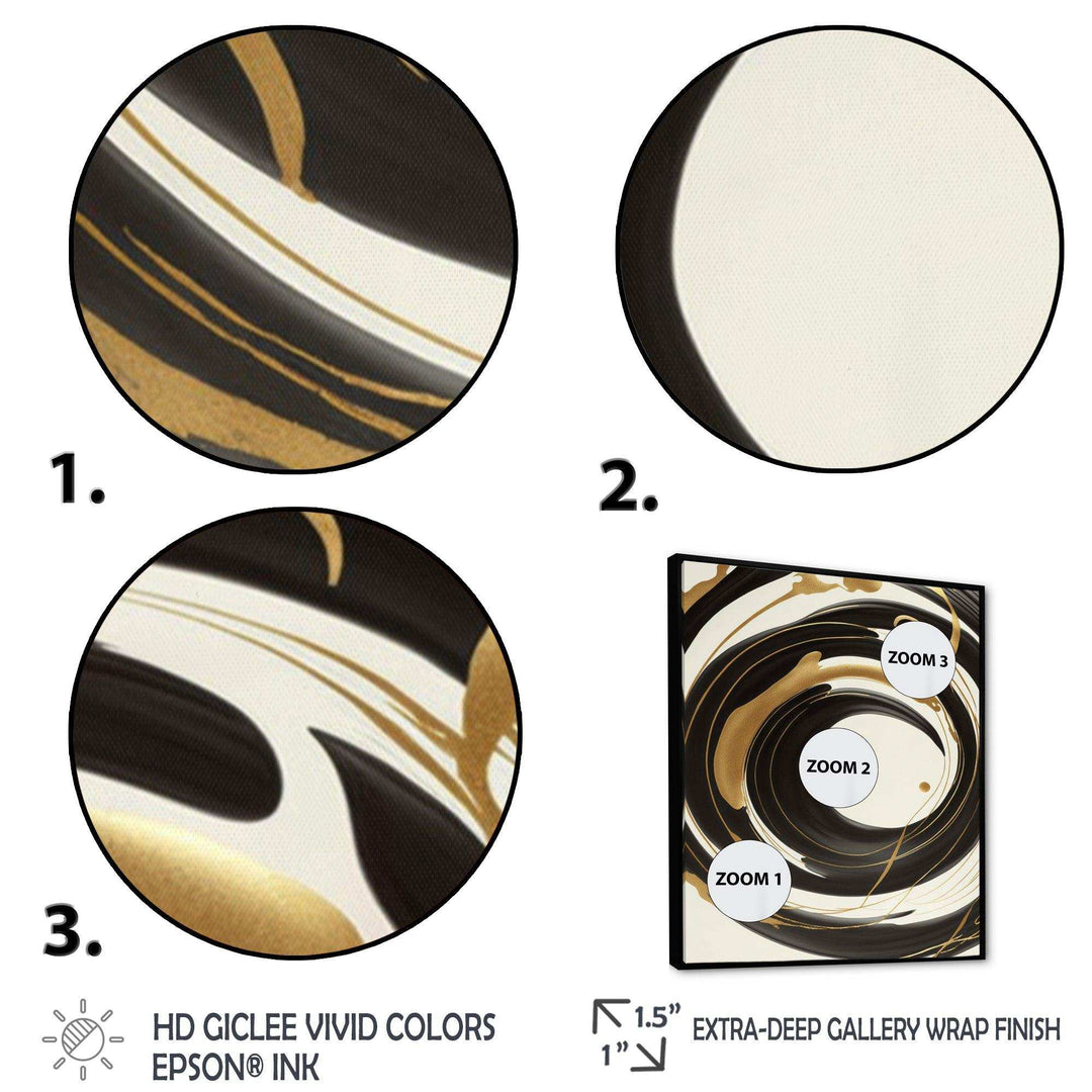 Black, Silver And Gold Blending Swirls V - Modern Canvas Wall Art