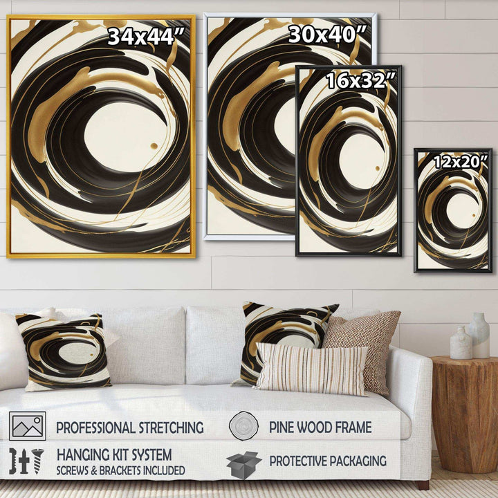 Black, Silver And Gold Blending Swirls V - Modern Canvas Wall Art