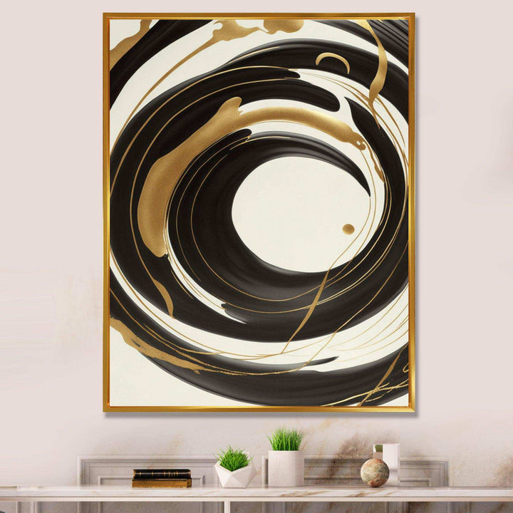 Black, Silver And Gold Blending Swirls V - Modern Canvas Wall Art