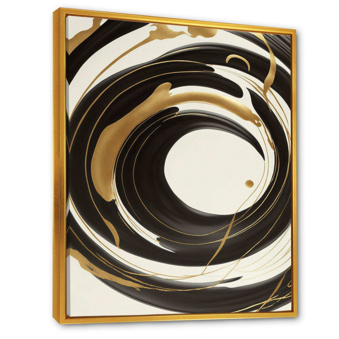 Black, Silver And Gold Blending Swirls V - Modern Canvas Wall Art