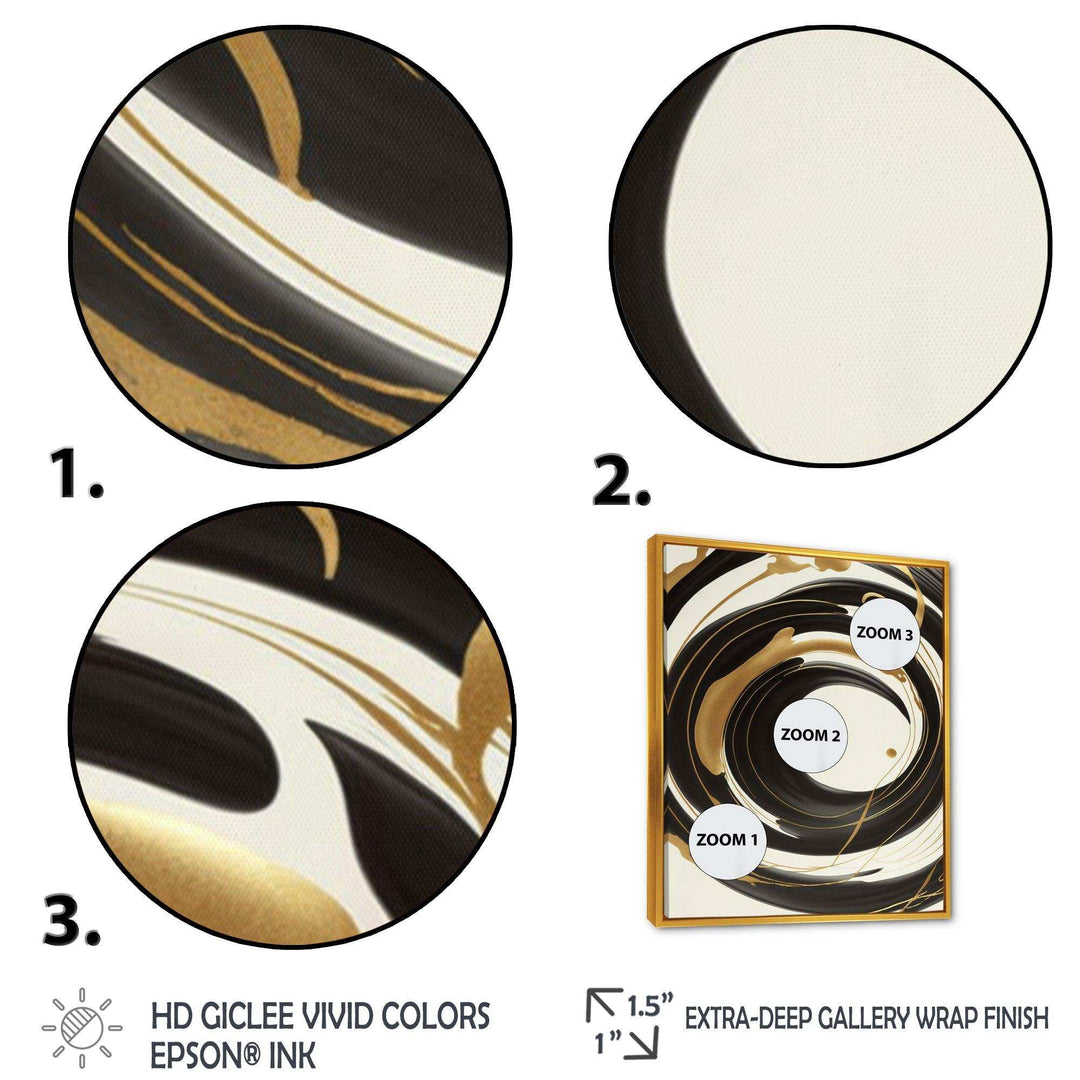 Black, Silver And Gold Blending Swirls V - Modern Canvas Wall Art